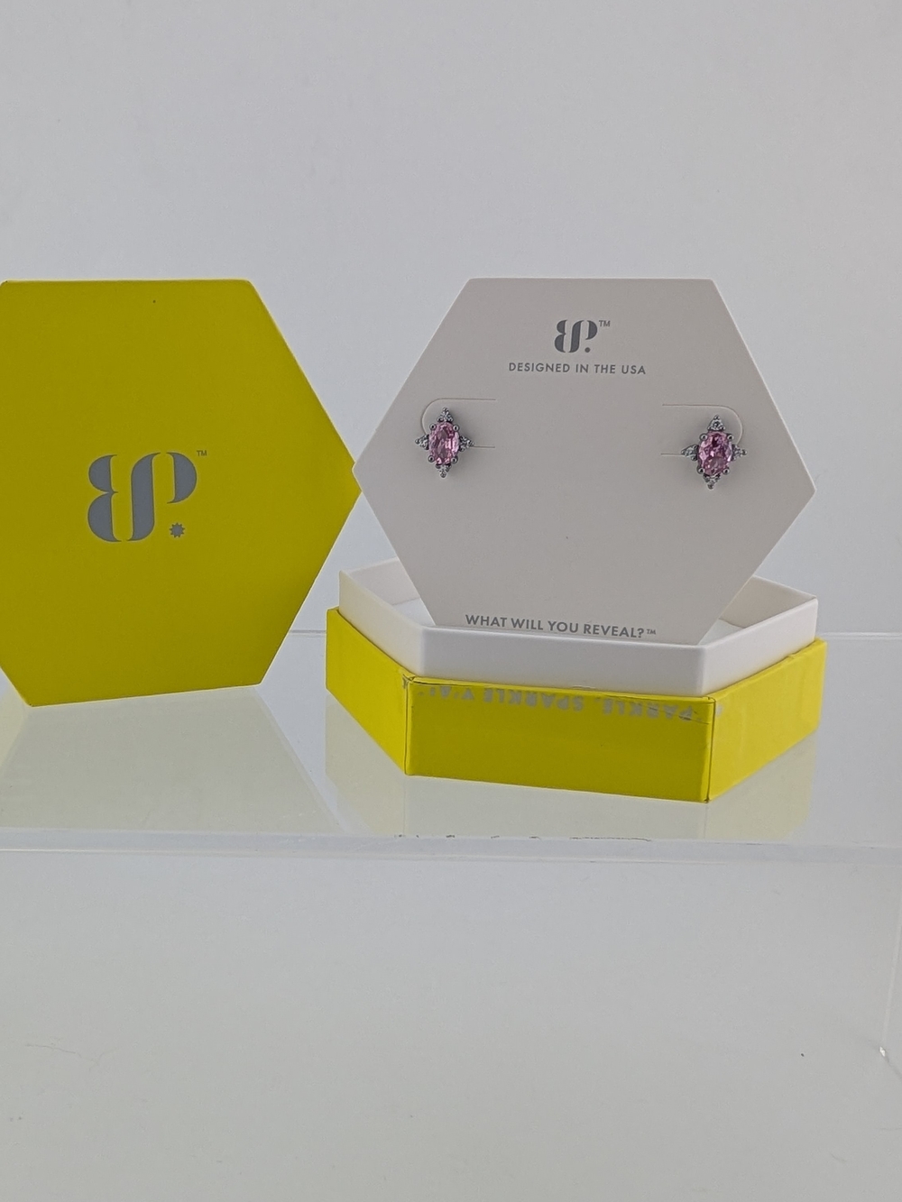 BP Pink Marquise Crystal Stud Earrings
